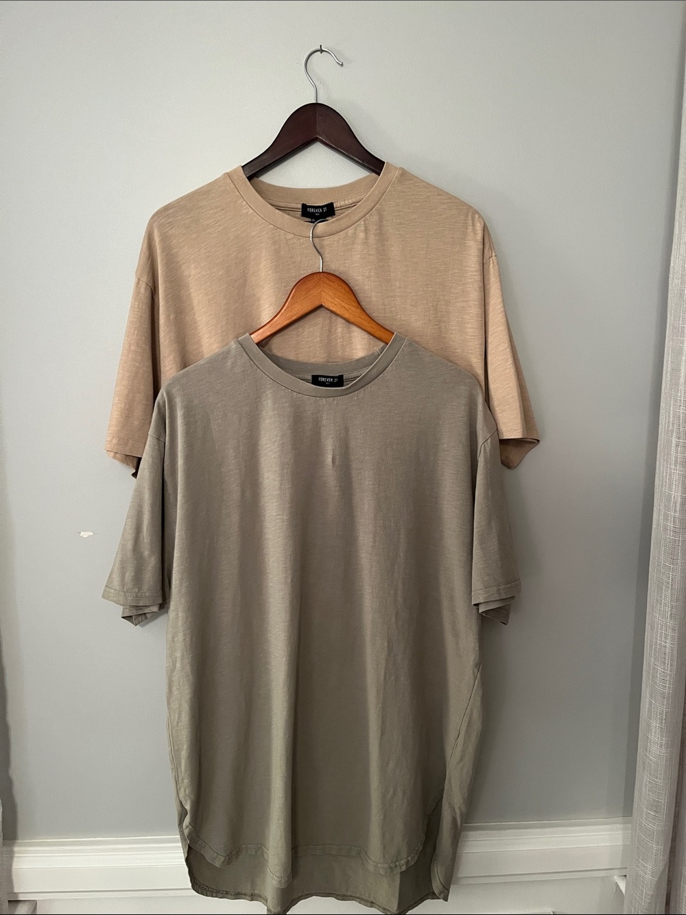 Forever 21 Men's Short Sleeve Crew Neck Tees - Beige & Olive